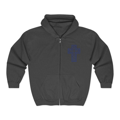 Sweatshirt Faith-Inspired Zip Hoodie Unisex Cross Design Sweatshirt Inspirational Gift Casual Wear Religious Apparel Cozy Layering