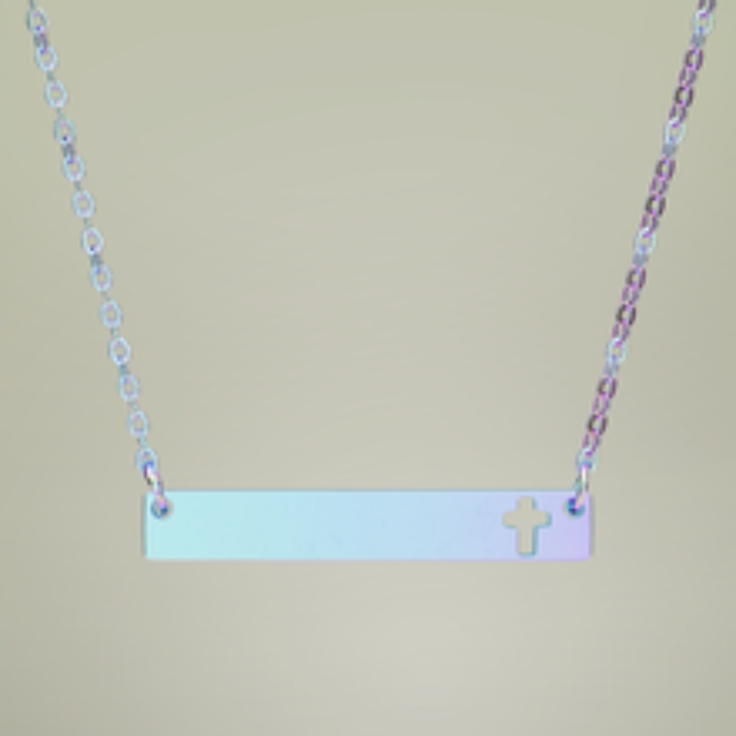Engravable Horizontal Bar Necklace — Custom Name & Message Pendant