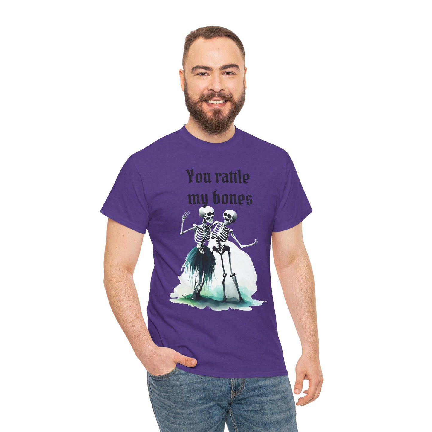 T-Shirt Skeleton Dance Tee  You Rattle My Bones Halloween Shirt Unisex Graphic Tee Cute Skeleton Costume Spooky Season Apparel