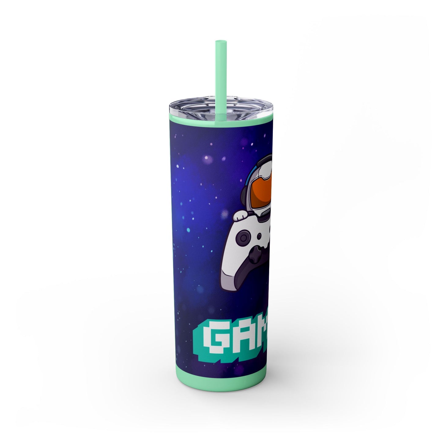 Tumbler Travel Cup Personalized Gamer Skinny Tumbler with Straw - 20oz - Cool Space Design