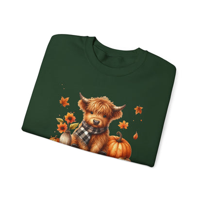 Sweatshirt Autumn Wear Funny Crewneck Pullover Fall Fashion Farm Style Cozy  Casual Outfit Highland Cow Design Print Comfort Wear Cotton Blend