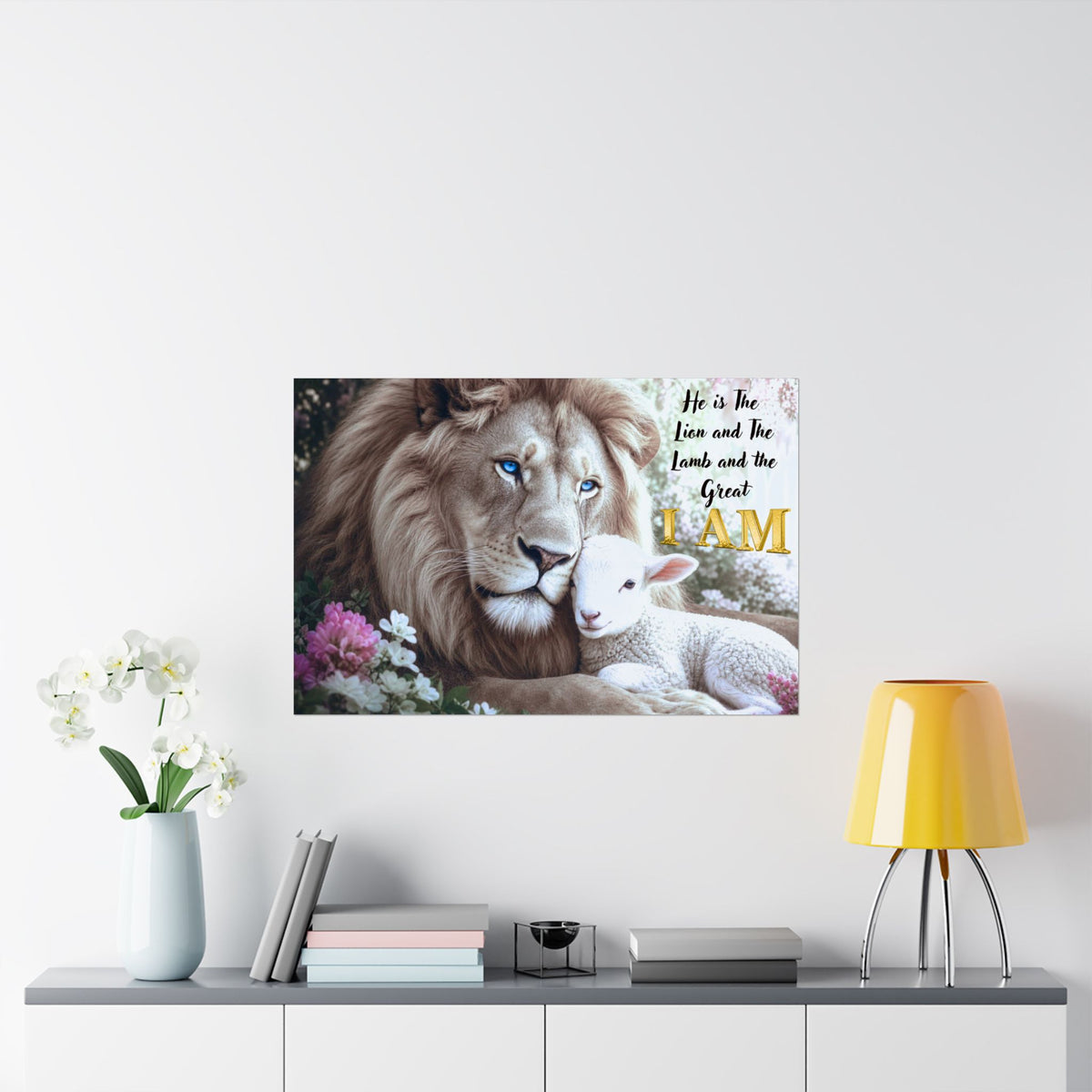 Lion and Lamb Matte Poster — "He is the Lion and the Lamb and the Great I AM" Religious Wall Art