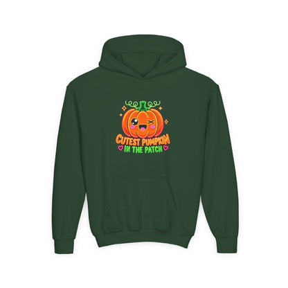 Youth Hoodie — "Cutest Pumpkin in the Patch" Cute Halloween Pumpkin Pullover