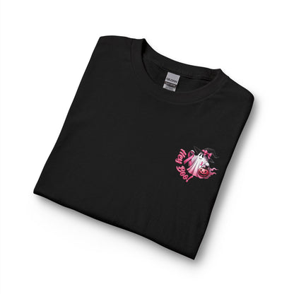 Breast Cancer Awareness Long Sleeve Tee — "In October We Wear Pink" Cow Design