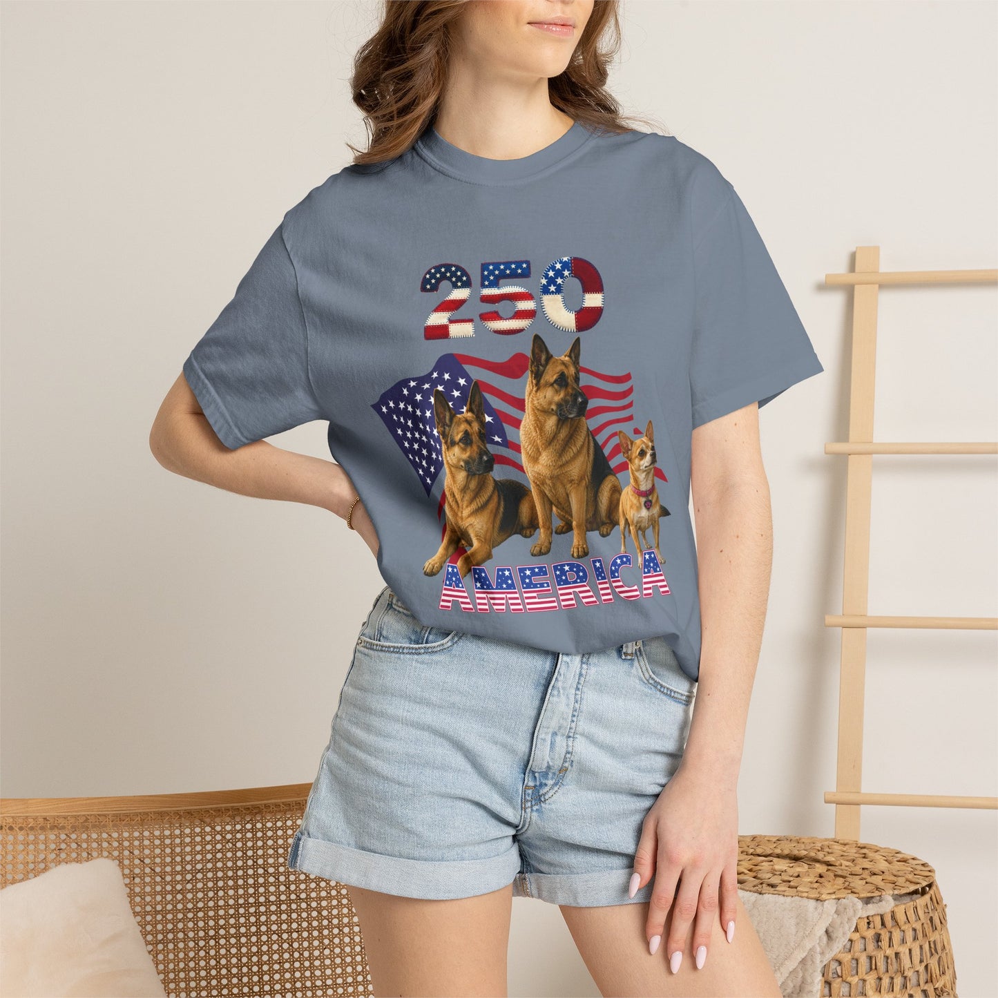 250 America German Shepherds Patriotic T-Shirt