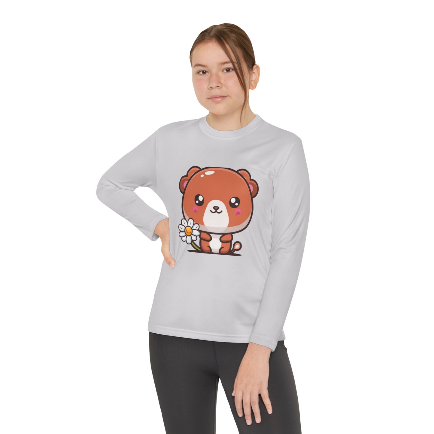 T-Shirt Cute Bear Youth Long Sleeve Competitor Tee Kids Bear Shirt Playful Tee for Boys and Girls Adorable Spring Apparel Gift