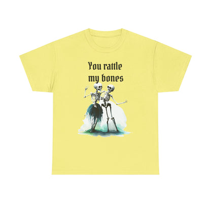 T-Shirt Skeleton Dance Tee  You Rattle My Bones Halloween Shirt Unisex Graphic Tee Cute Skeleton Costume Spooky Season Apparel