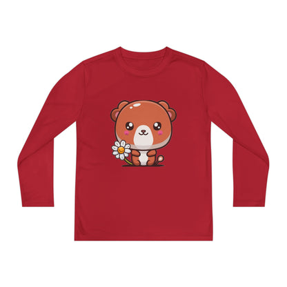 T-Shirt Cute Bear Youth Long Sleeve Competitor Tee Kids Bear Shirt Playful Tee for Boys and Girls Adorable Spring Apparel Gift