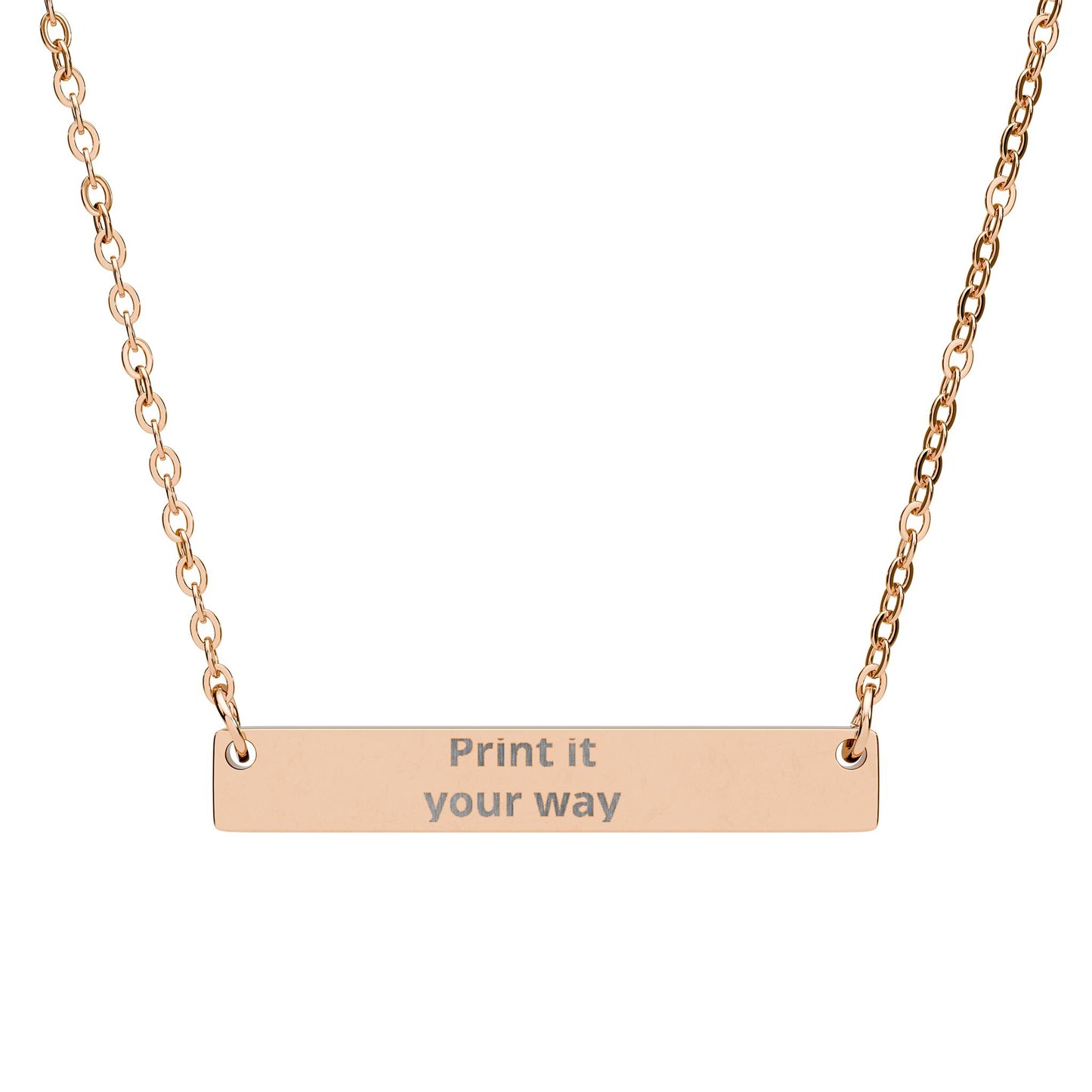 Engravable Horizontal Bar Necklace — Custom Name & Message Pendant