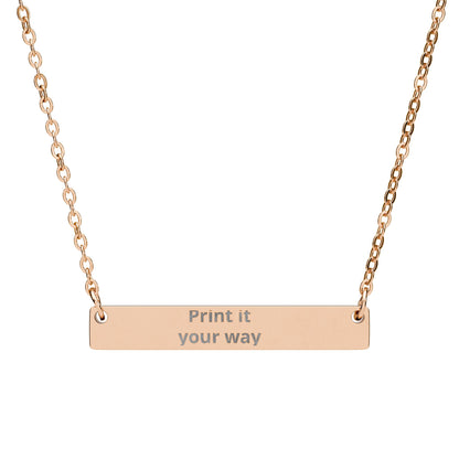 Engravable Horizontal Bar Necklace — Custom Name & Message Pendant