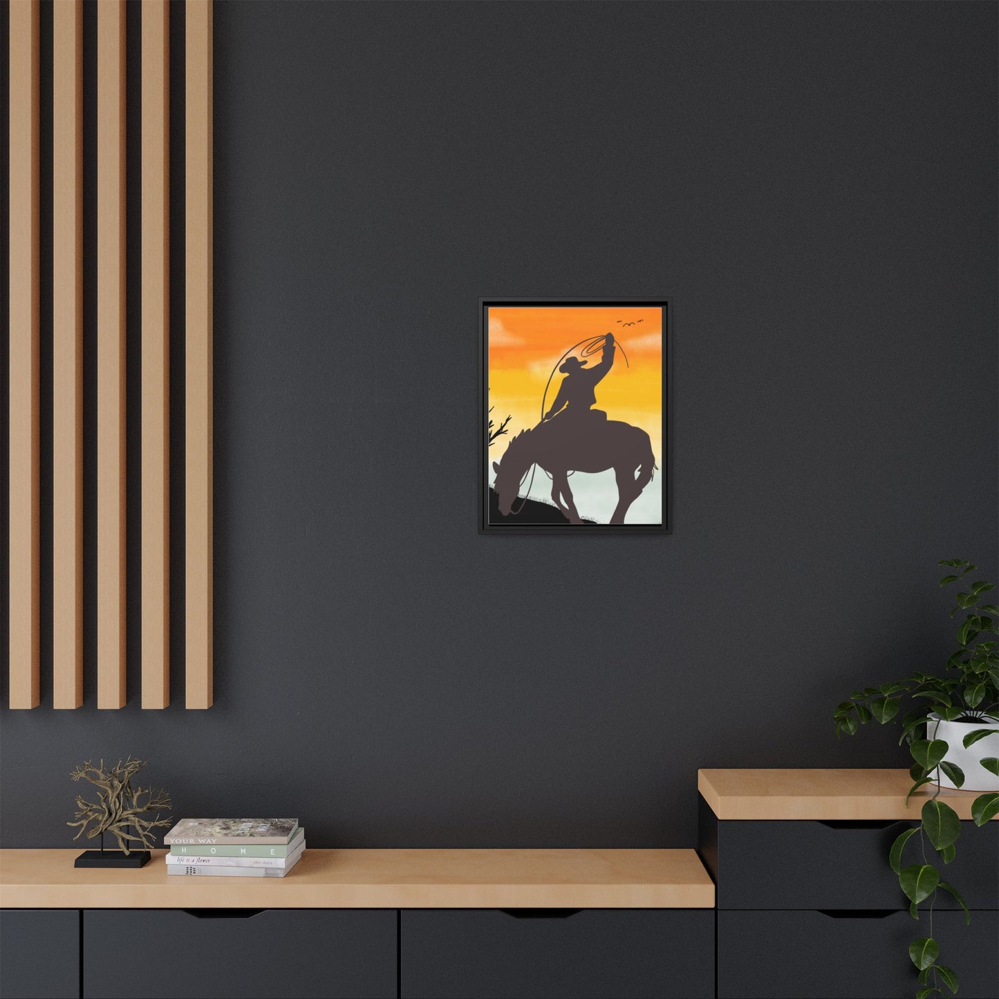 Framed Cowboy Rodeo Art Print Canvas Wall Decor Western Home Decor Rustic Cowboy Gift Equestrian Wall Art Country Themed Art Housewarming Gift