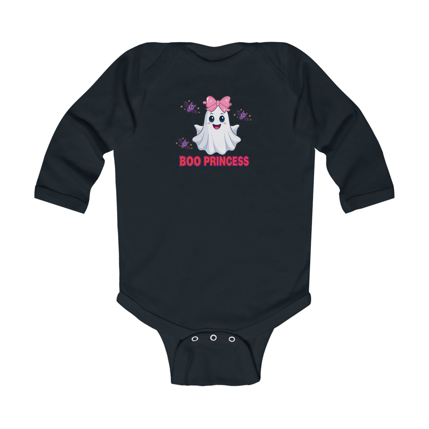 Boo Princess Infant Bodysuit Cute Ghost with Bat Accents Matching Halloween Apparel Fun Halloween Photo