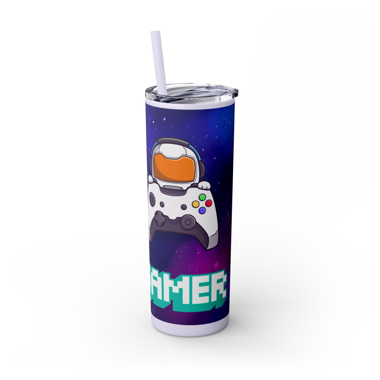 Tumbler Travel Cup Personalized Gamer Skinny Tumbler with Straw - 20oz - Cool Space Design