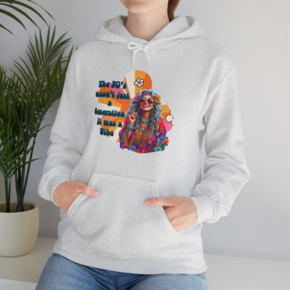 Retro Hippie Hoodie – "The 70's wasn't your generation it was mine" Colorful Boho Graphic