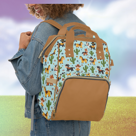 Diaper Backpack Whimsical Cowboy Toddler Bag Baby Backpack Functional Diaper Bag Cute Nursery Accessory Mom Tote