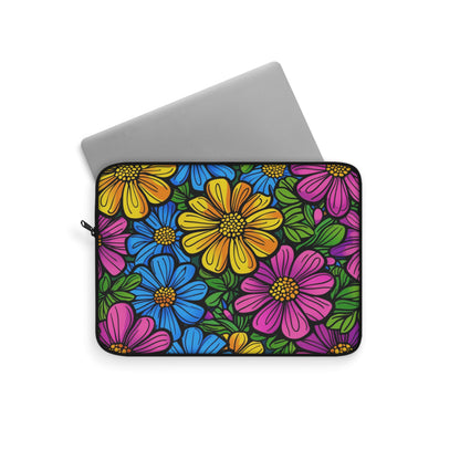 Floral Burst Laptop Sleeve — Colorful Daisy Print Protective Case