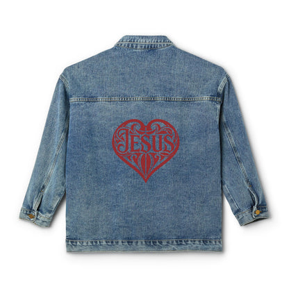 Jacket Denim Jacket Heartfelt Women's Denim Jacket Faith-Inspired Fashion Perfect for Everyday Wear Casual Outings and Religious Celebrations