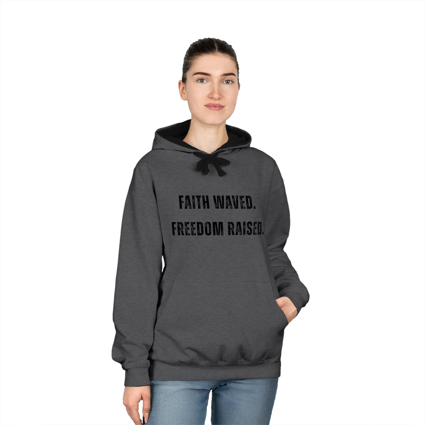 Sweatshirt Faith-Inspired Unisex Varsity Hoodie Freedom Raised Spiritual Gift Casual Wear Godly Apparel Patriotic Sweatshirt