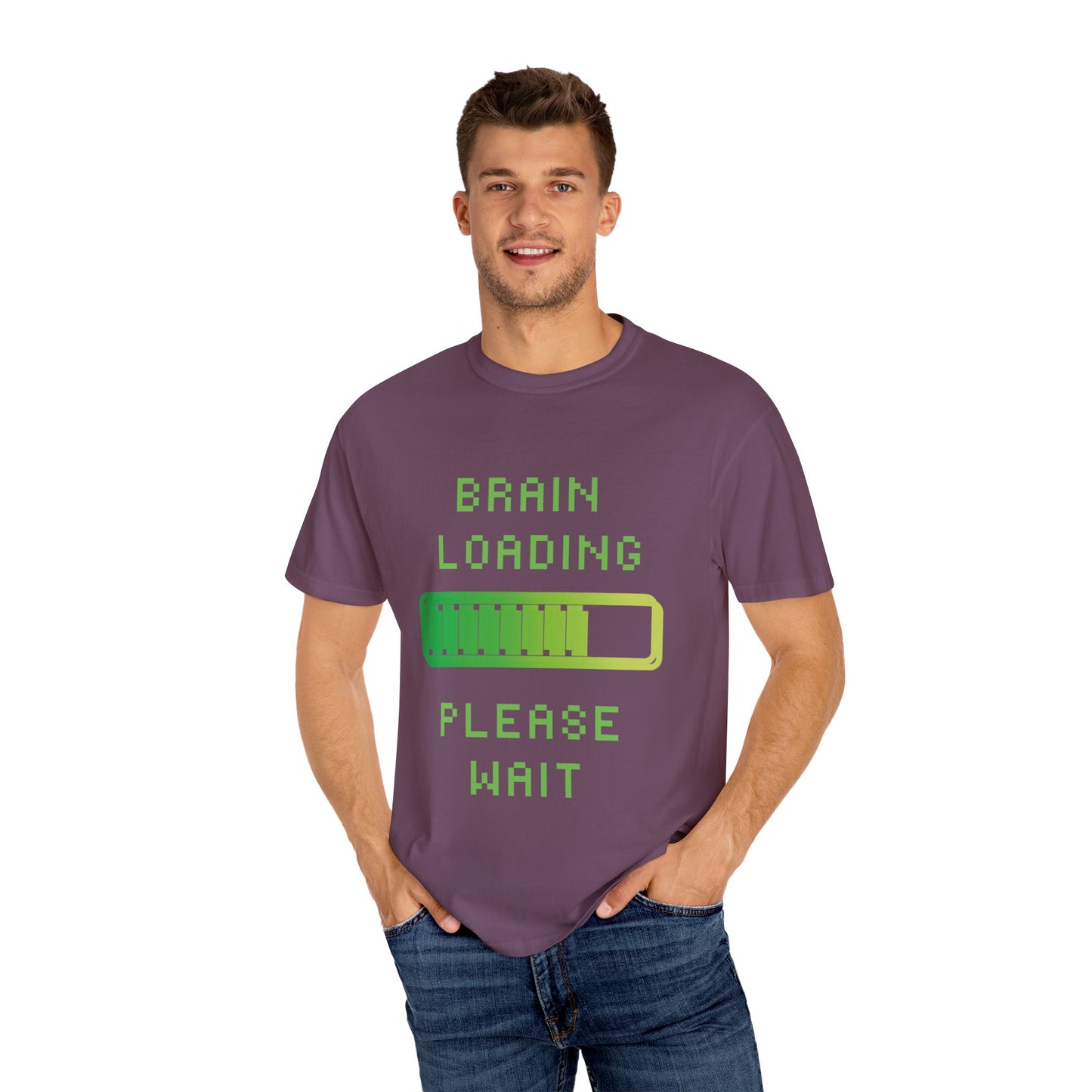 T-Shirt Loading Awareness T-Shirt - 8-bit Humor Gamer Gift Brain Loading Tee Unisex Graphic Shirt Quirky Humor Clothing