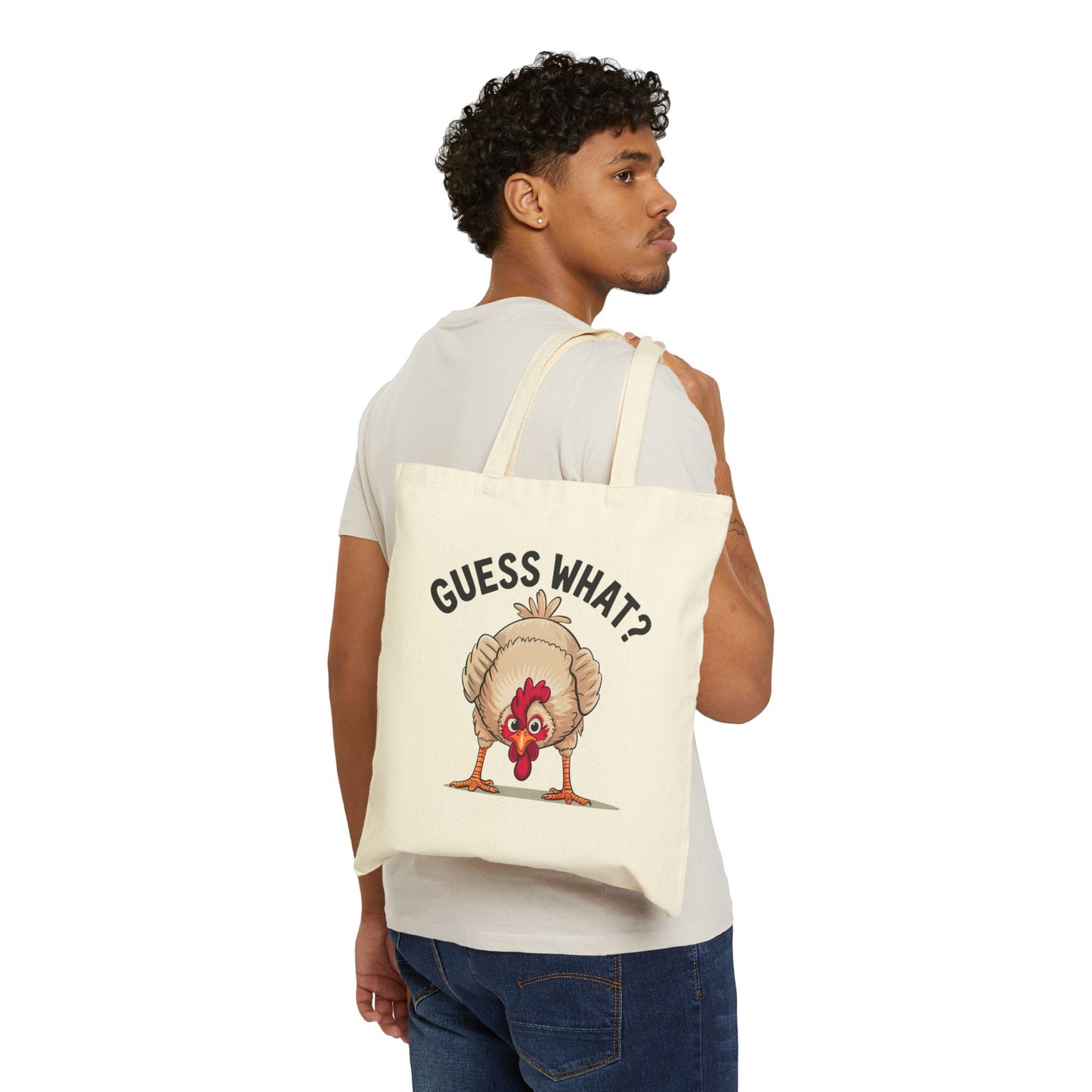 Tote Bag Funny "Guess What? Chicken Butt!" Canvas Tote Humorous Tote Conversation Starter