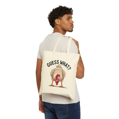 Tote Bag Funny "Guess What? Chicken Butt!" Canvas Tote Humorous Tote Conversation Starter