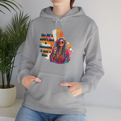 Retro Hippie Hoodie – "The 70's wasn't your generation it was mine" Colorful Boho Graphic