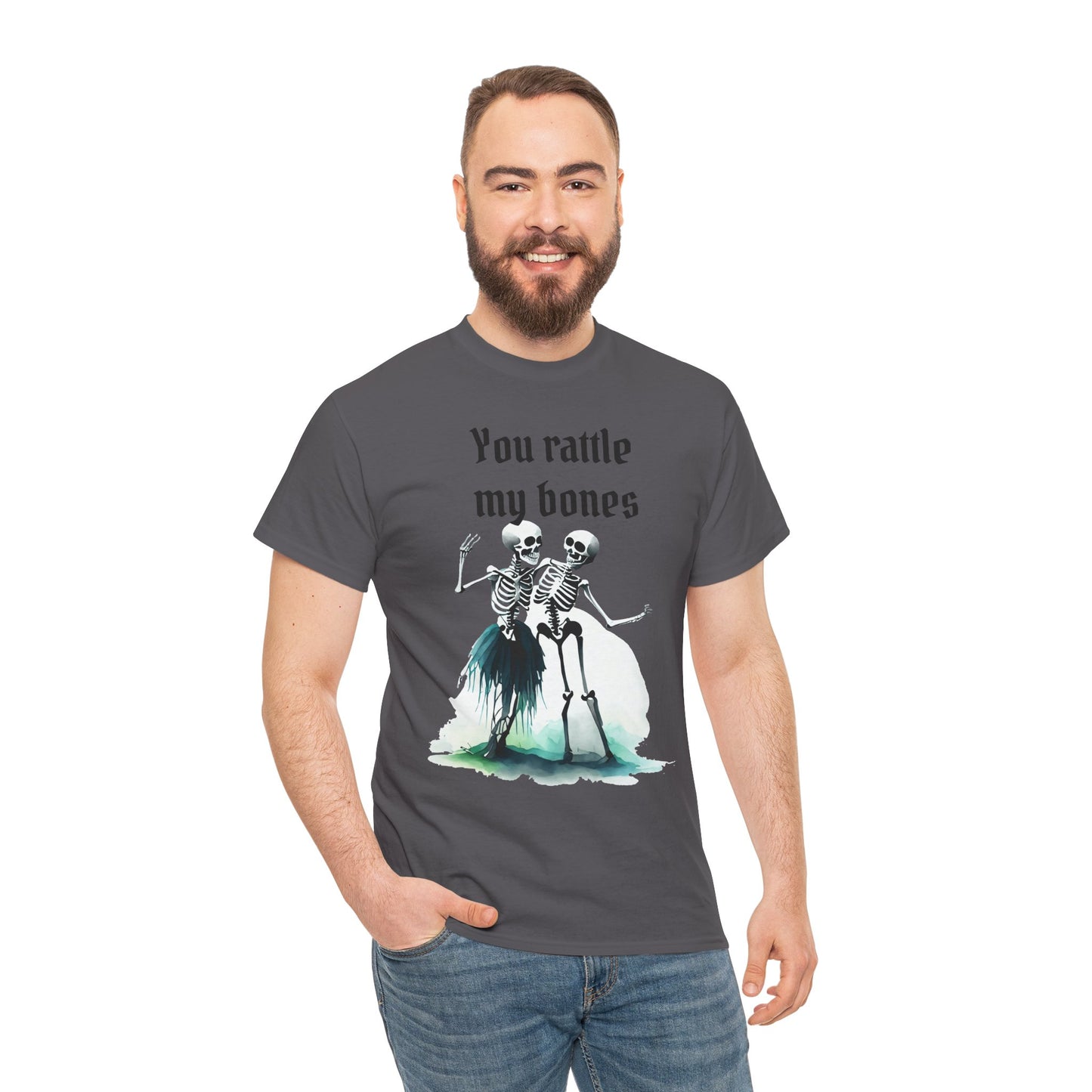 T-Shirt Skeleton Dance Tee  You Rattle My Bones Halloween Shirt Unisex Graphic Tee Cute Skeleton Costume Spooky Season Apparel