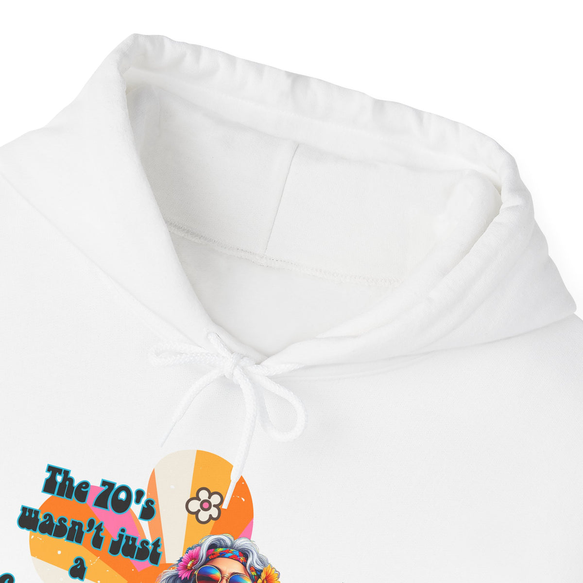 Retro Hippie Hoodie – "The 70's wasn't your generation it was mine" Colorful Boho Graphic