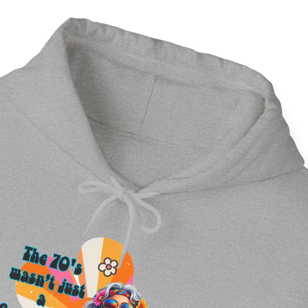 Retro Hippie Hoodie – "The 70's wasn't your generation it was mine" Colorful Boho Graphic