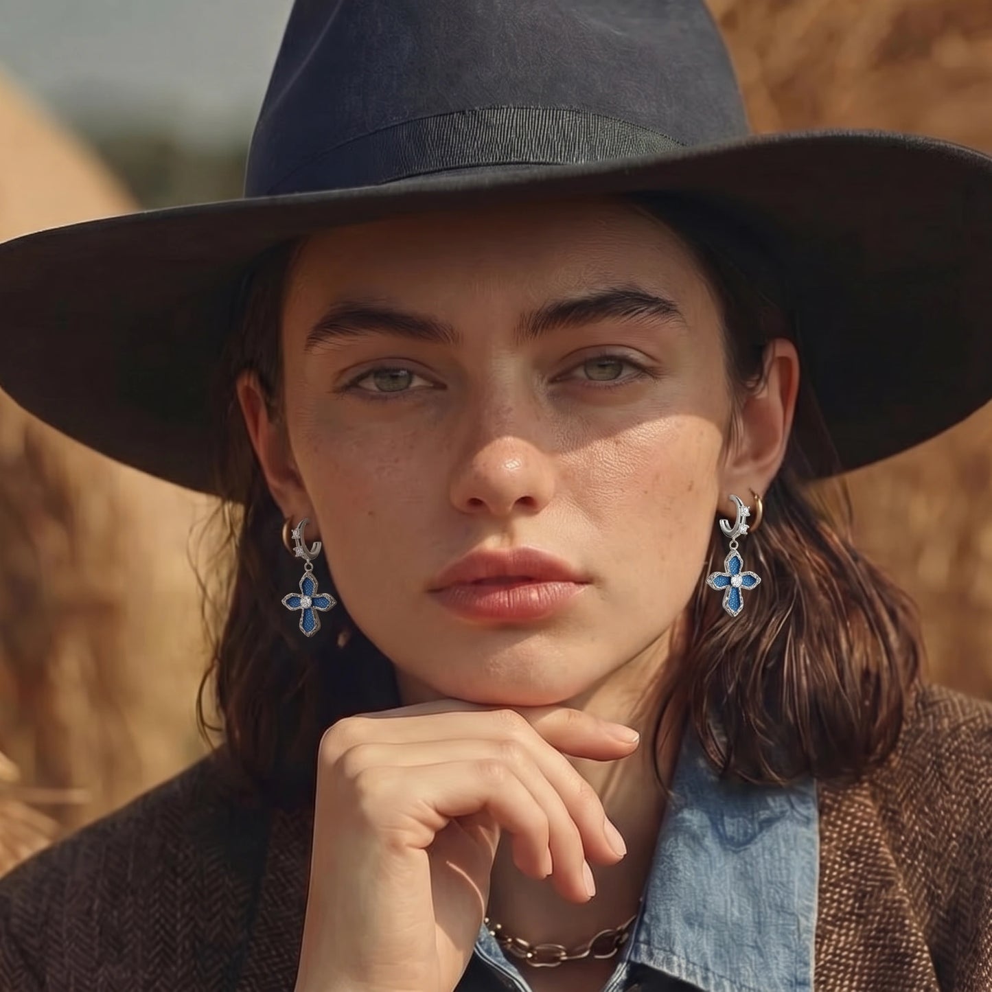 Denim Cross Drops