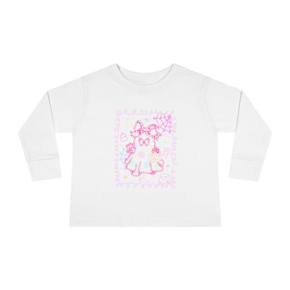 T-Shirt Cute Cat Toddler Long Sleeve Tee Adorable Gift Kids' Fashion Playdate Outfit Baby Shower Present Everyday Wear Halloween