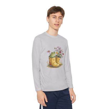 Youth Long Sleeve Tee — Froggy Garden Boots Illustration
