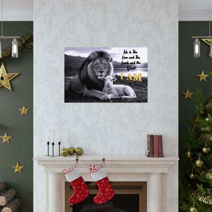 Matte Poster — "I AM" Lion and Lamb Christian Wall Art