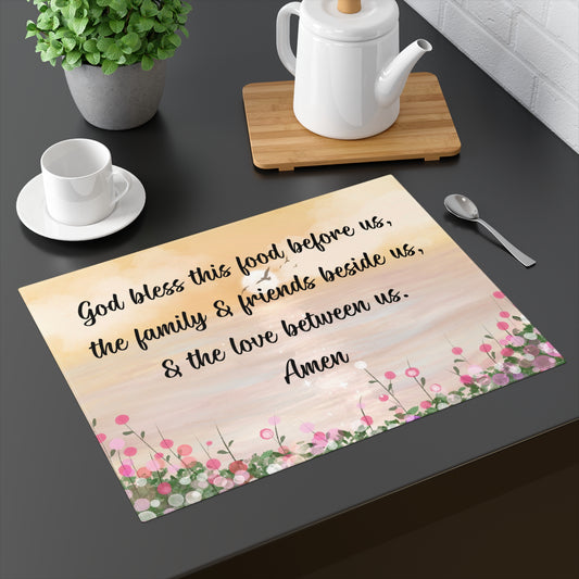 Placemat Inspirational Placemat God Bless This Food Family & Friends Decor Prayer Table Decor Wedding Gift Kitchen Table Setting Gift Idea
