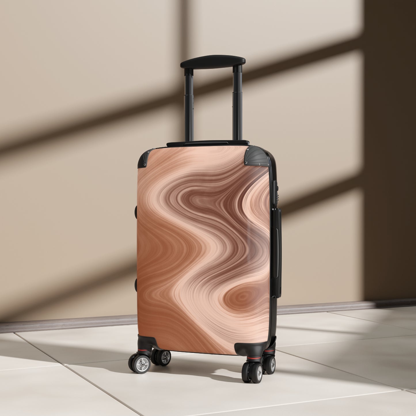 Marbled Copper Carry-On Suitcase — Stylish Swirl Travel Luggage