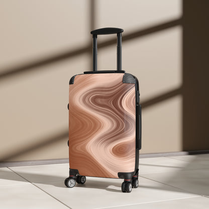 Marbled Copper Carry-On Suitcase — Stylish Swirl Travel Luggage