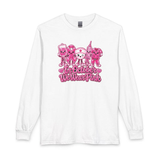 Breast Cancer Awareness Long Sleeve Shirt - "In October We Wear Pink"