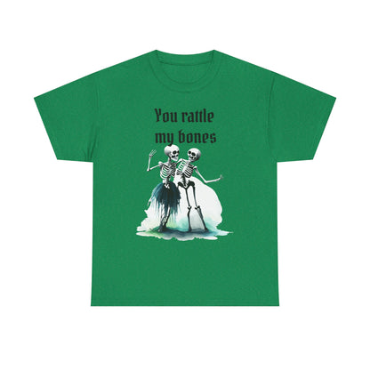 T-Shirt Skeleton Dance Tee  You Rattle My Bones Halloween Shirt Unisex Graphic Tee Cute Skeleton Costume Spooky Season Apparel