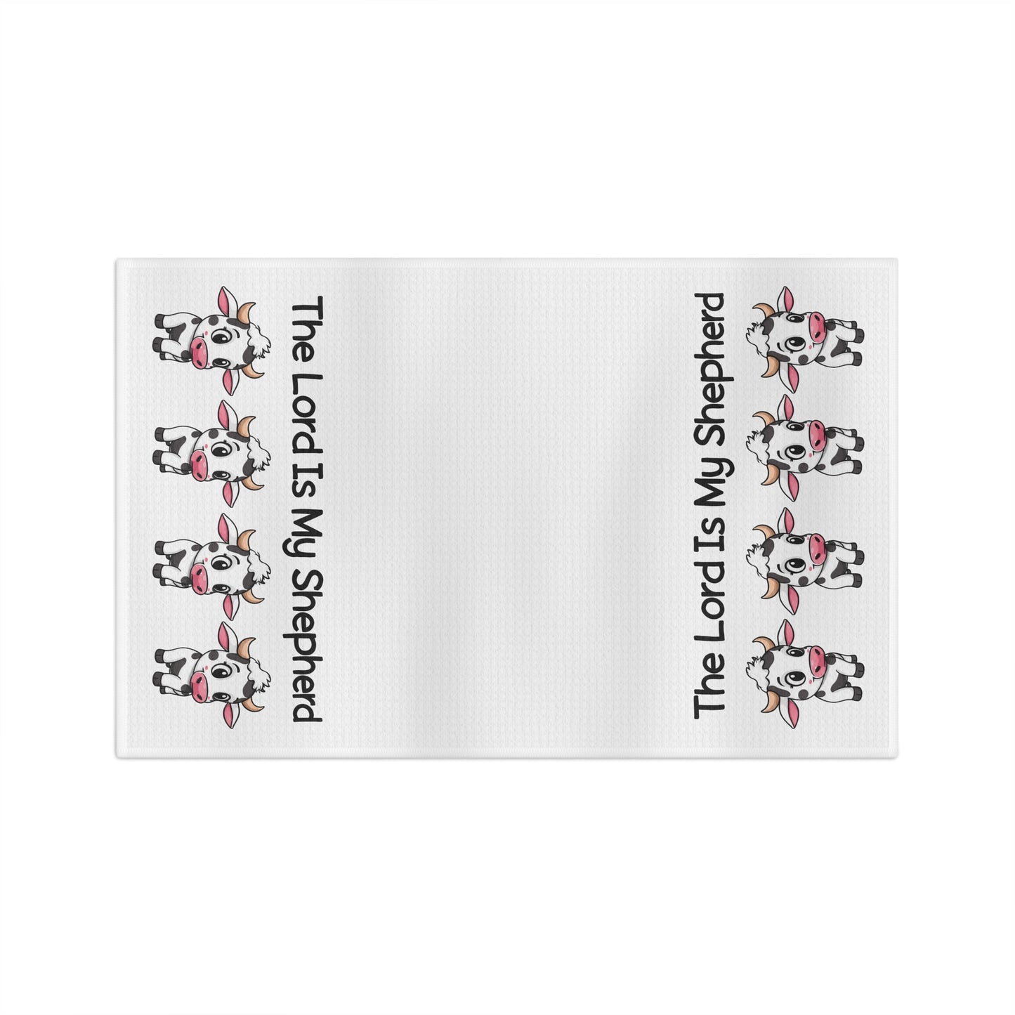 Tea Towel — "The Lord Is My Shepherd" Cute Cow Devotional Kitchen Towel