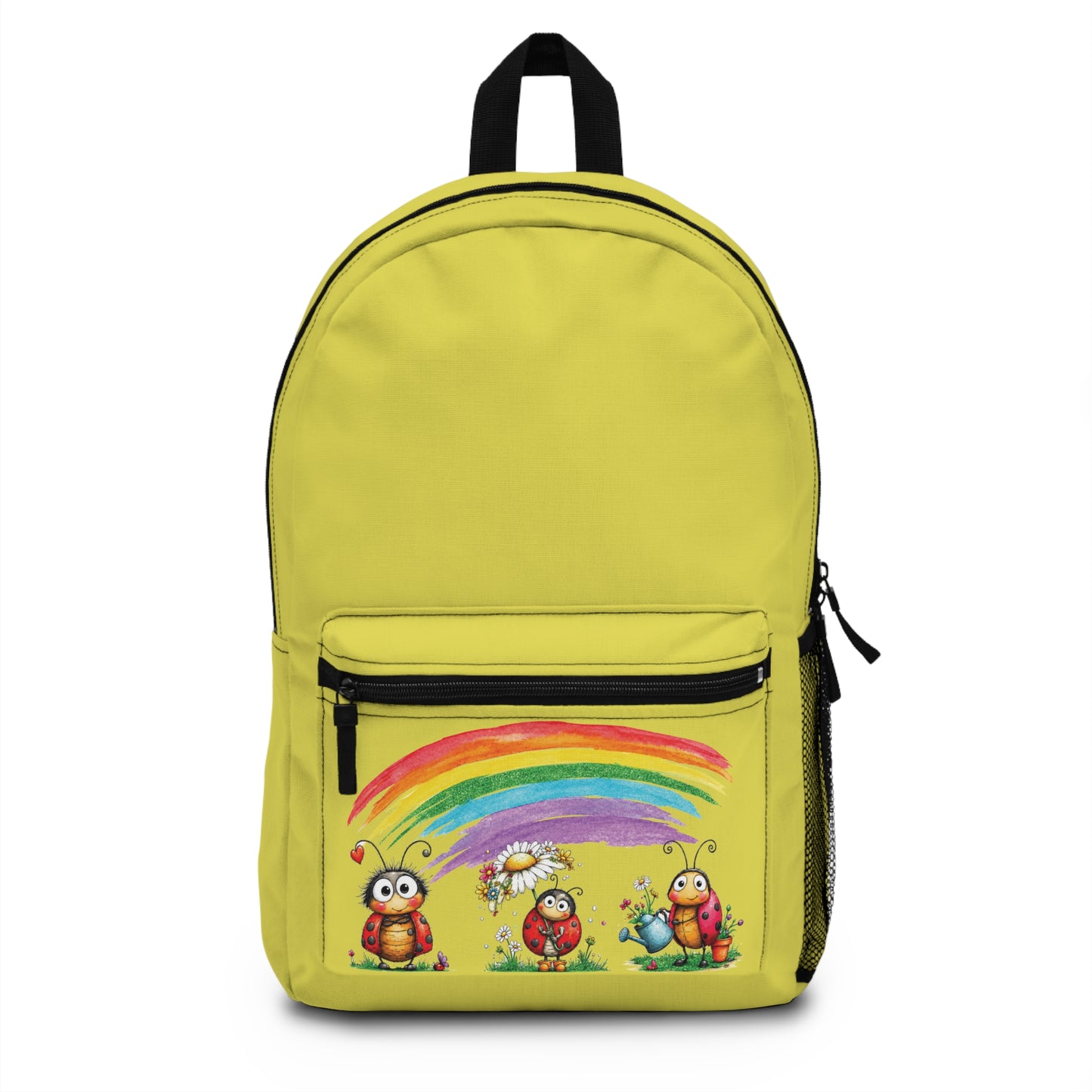 Kids Rainbow Ladybug Backpack - Cute School Bag with Colorful Rainbow & Bugs
