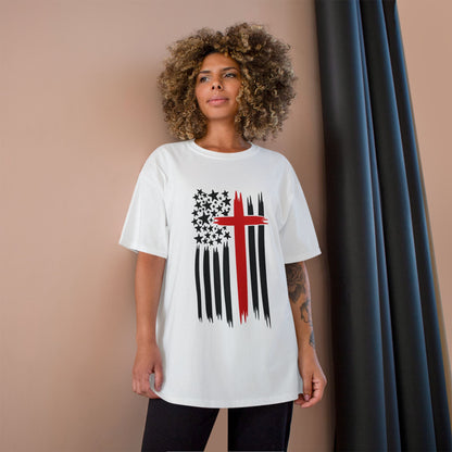 T-Shirt Christian Freedom Faith Shirt for Patriots Inspirational Tee for Veterans Christian Apparel for Independence Day USA Flag Shirt