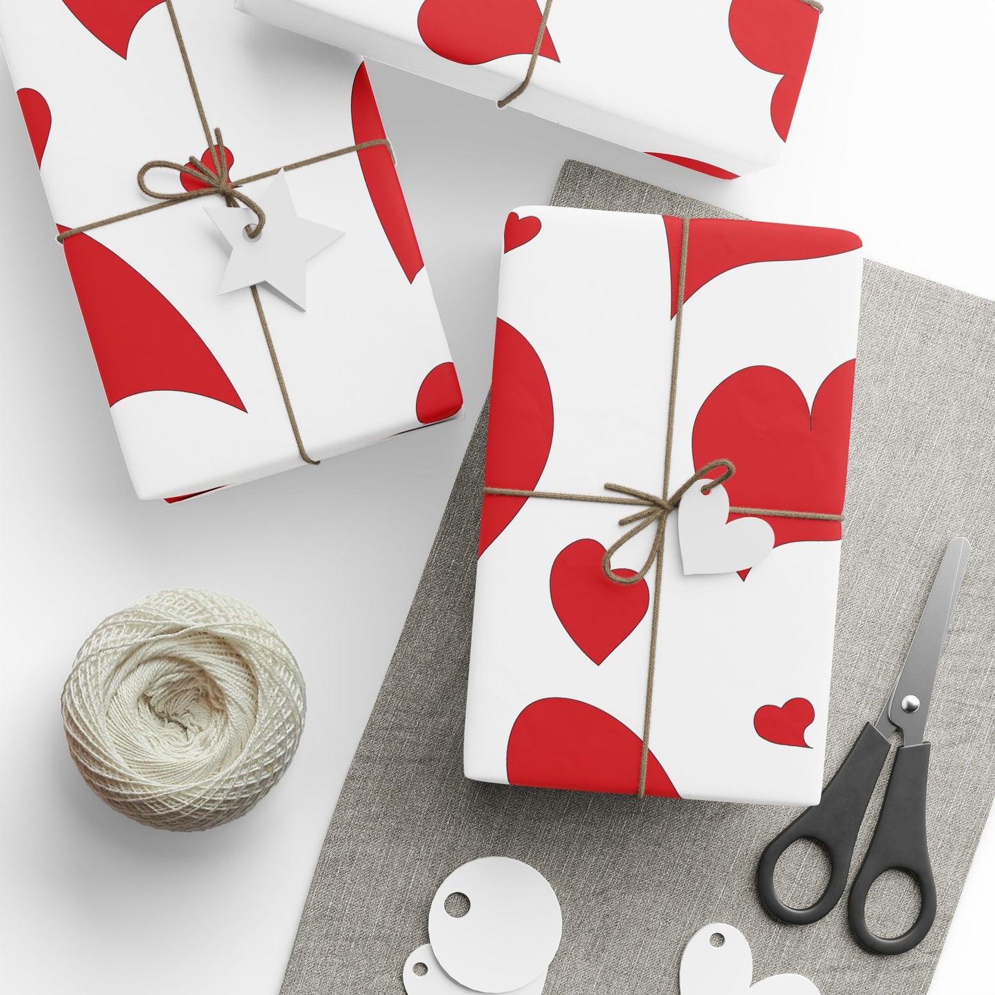 Valentine Heart Pattern Wrapping Paper Roll — Red Hearts Gift Wrap for Valentine's Day & Anniversaries