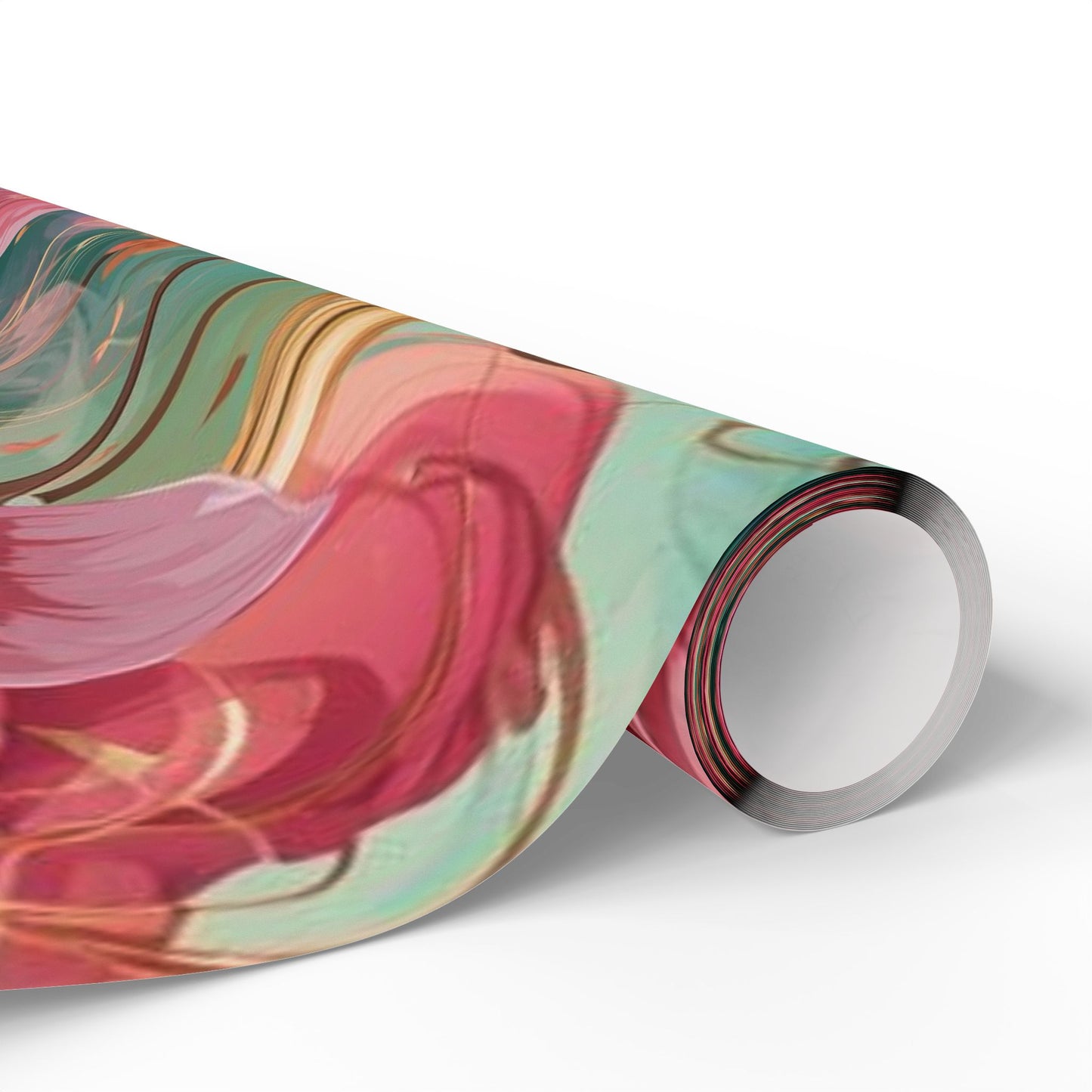 Floral Watercolor Wrapping Paper Roll — Pink Rose & Mint Gift Wrap