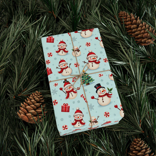 Festive Christmas Wrapping Paper, Holiday Gift Wrap, Snowman and Santa Print, Perfect for Christmas, Birthdays, and New Year Celebrations