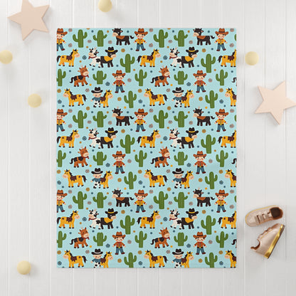 Baby Blanket Adorable Cowboy Themed Perfect for Nursery Baby Shower Gift Infant Comfort Playtime Accessory Unique Blend of Fun