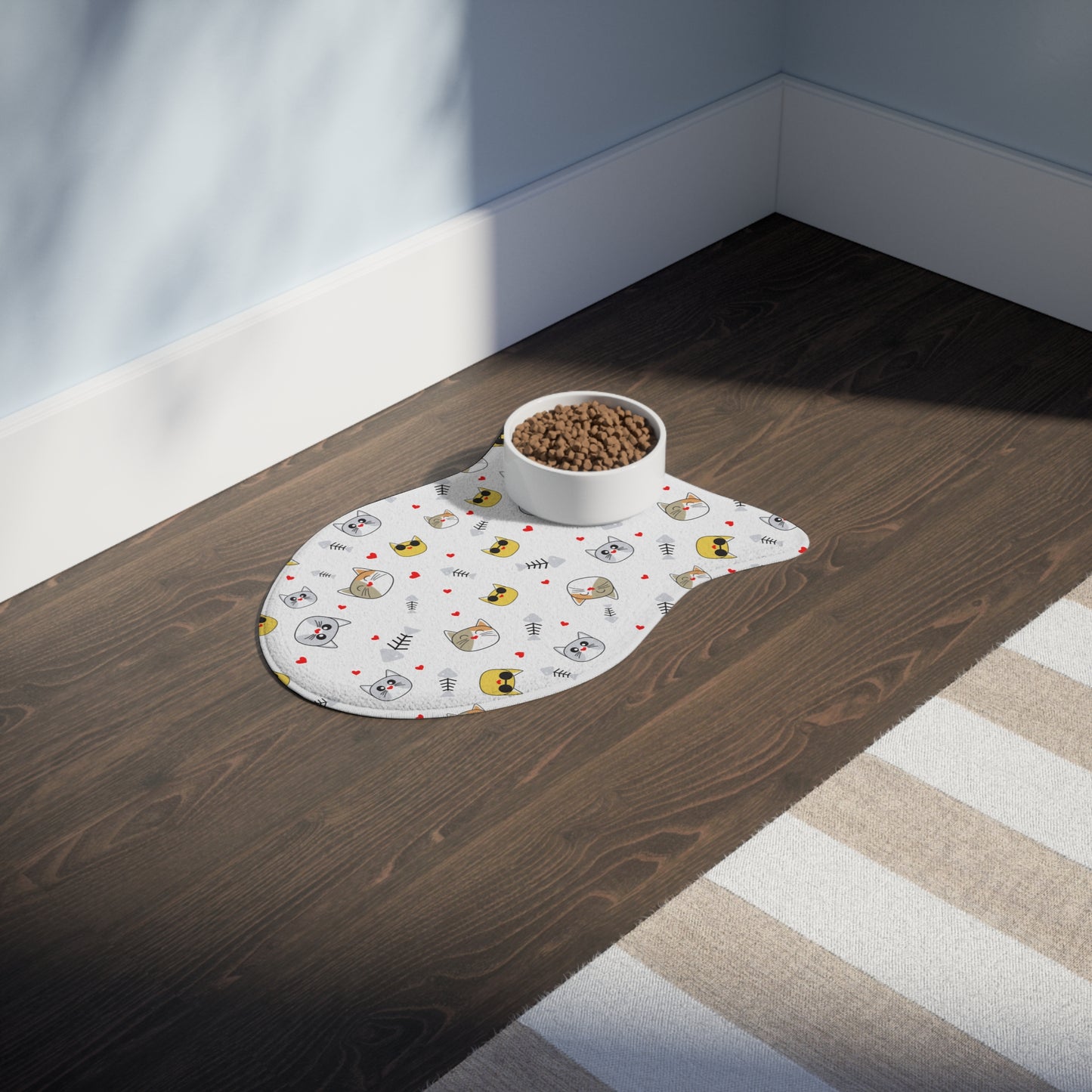Pet Feeding Mat Cute Cat & Dog Feeding Mat Adorable Pet Dining Mat with Whimsical Animal Design Animal Lover Gift