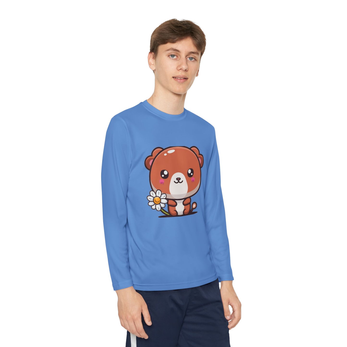T-Shirt Cute Bear Youth Long Sleeve Competitor Tee Kids Bear Shirt Playful Tee for Boys and Girls Adorable Spring Apparel Gift