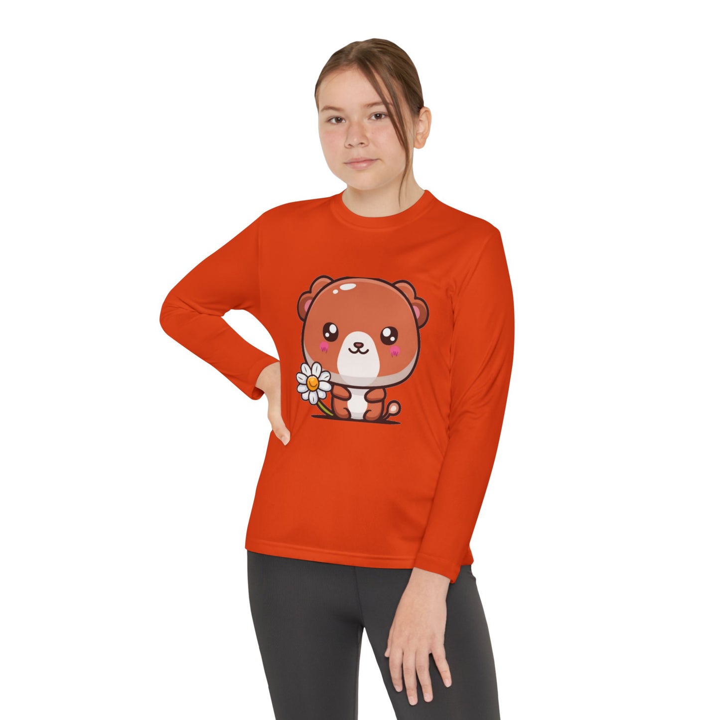 T-Shirt Cute Bear Youth Long Sleeve Competitor Tee Kids Bear Shirt Playful Tee for Boys and Girls Adorable Spring Apparel Gift
