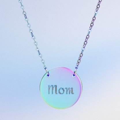 Personalized Mom Circle Necklace - Engraved Gift for Mother's Day