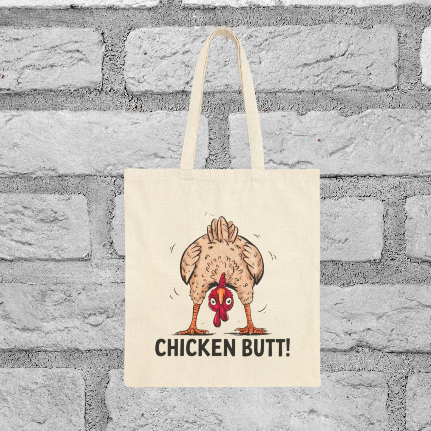 Tote Bag Funny "Guess What? Chicken Butt!" Canvas Tote Humorous Tote Conversation Starter